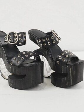 Y2K Wooden Heels Bold Statement Fashion Retro Aesthetic Waydamin Talons Stiletto